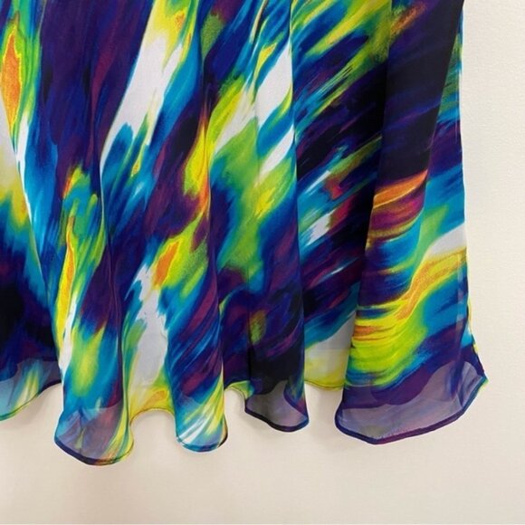 CALVIN Klein dress woven Aline multicolored chiffon fit flair sleeveles summer 4 - Picture 5 of 15